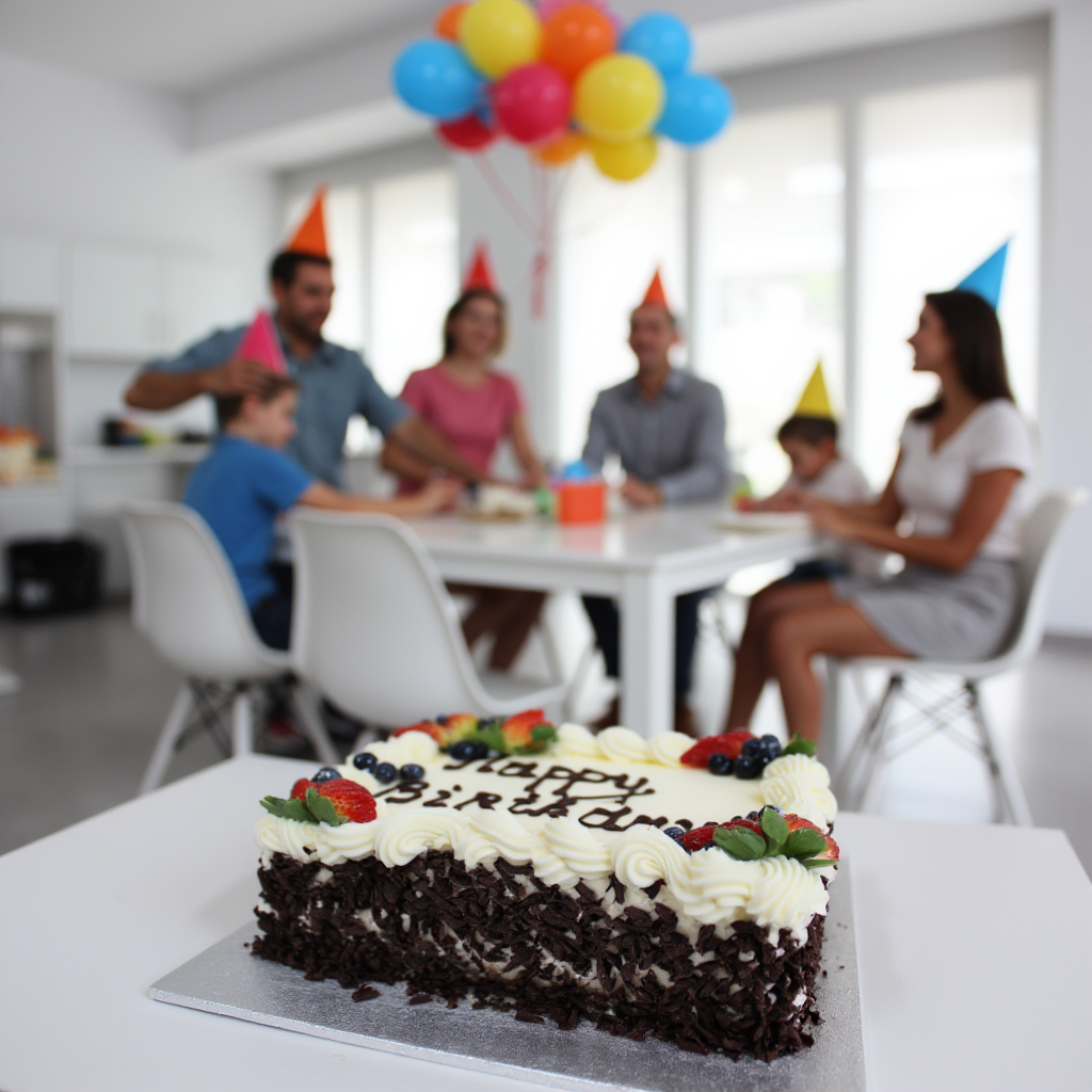 Handmade birthday cake, costumed, cake with a special message, cake with fresh berries 