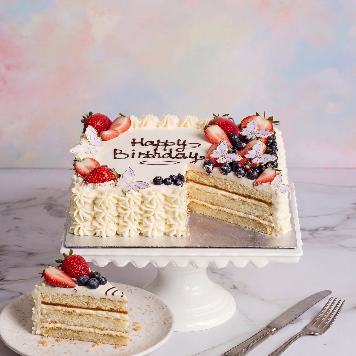 Decorated cake with a Raffaello cake base from the Happy Family bakery