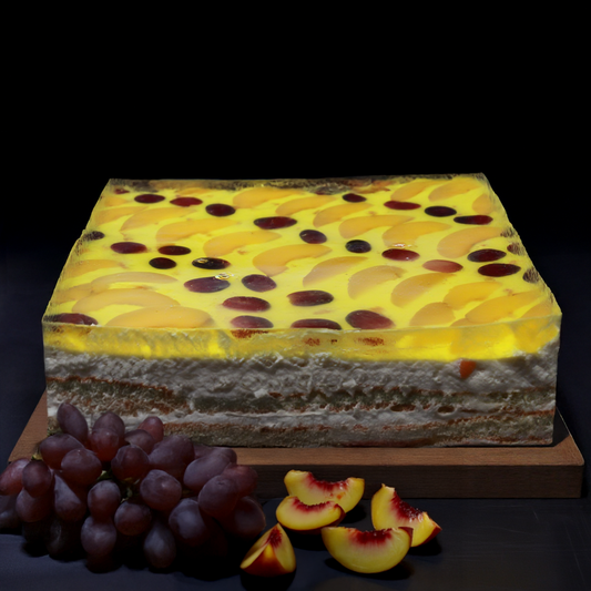 Exotic Cake. Handmade cake with jelly and fresh fruit.