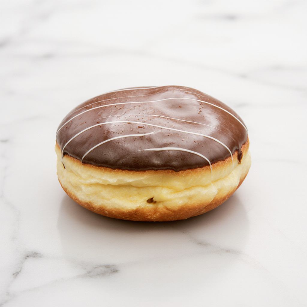 Fresh Donut from The Happy Family Bakery
with cream filling, covered in chocolate