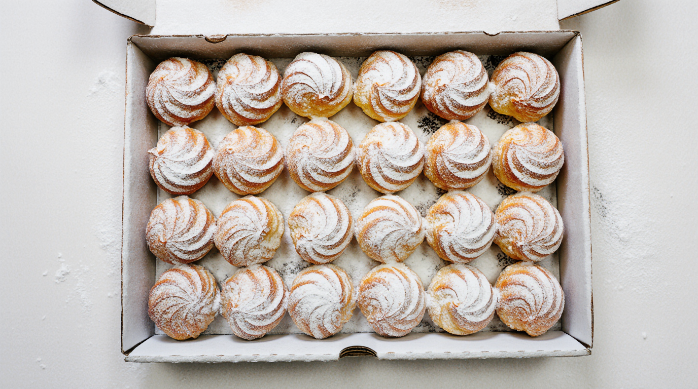 Profiteroles with cottage cheese from the Happy Family Bakery