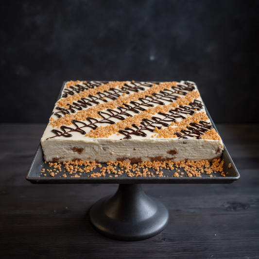 Snickers cake. Handmade cake with peanuts and caramel.