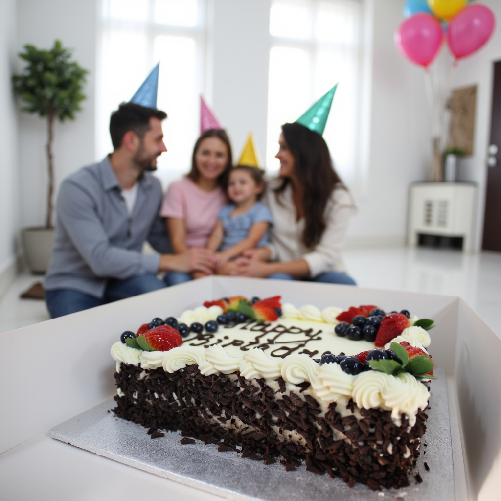 Handmade birthday cake, costumed, cake with a special message, cake with fresh berries 